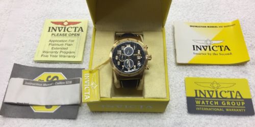 Invicta 1318 Mens Watch 45mm Case Black Band Chronograph Black Dial New Other