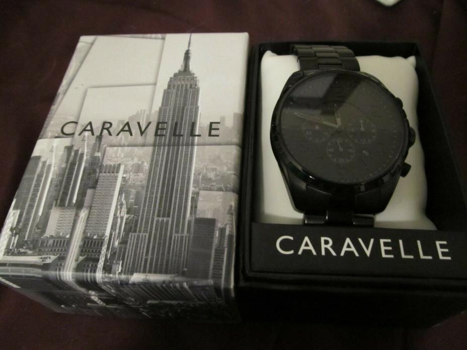 Bulova Caravelle Mens Stainless Chronograph Watch with Black Ion Finish, 45B150