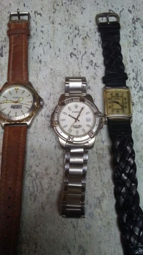 Lot 3 Watches Fossil For Parts Or Repair SB