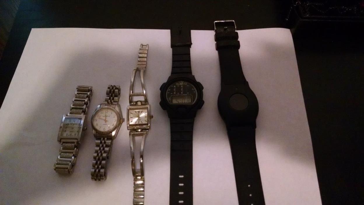 COLLECTION LOT OF VINTAGE WRISTWATCH MIX LOT QTY OF 5 ALL NEW BATTERIES~~~