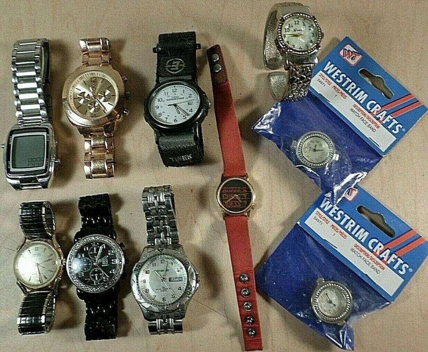 Lot of 10 Watches~Vintage~Current~Men & Women~Gruen Auto wind~Geneva~Guess~Timex