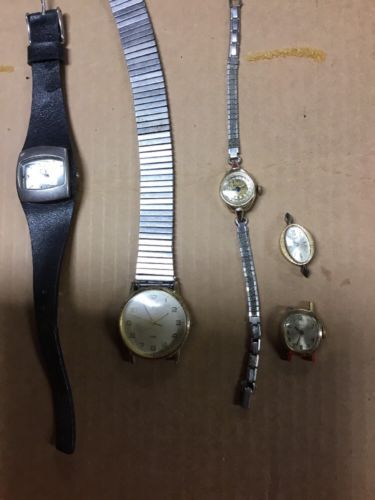 LOT OF 5 WATCHES Elgin Timex Sundial
