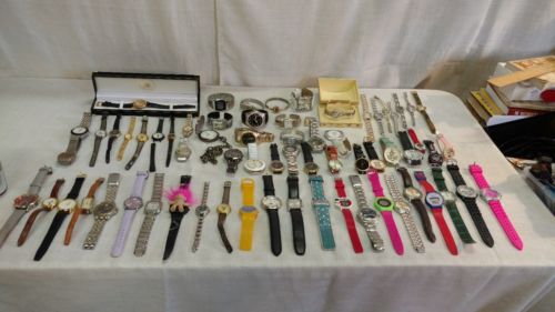 HUGE LOT OF 68 WATCHES WRISTWATCH POCKET QUARTZ DISNEY TIMEX MENS LADIES MICKEY
