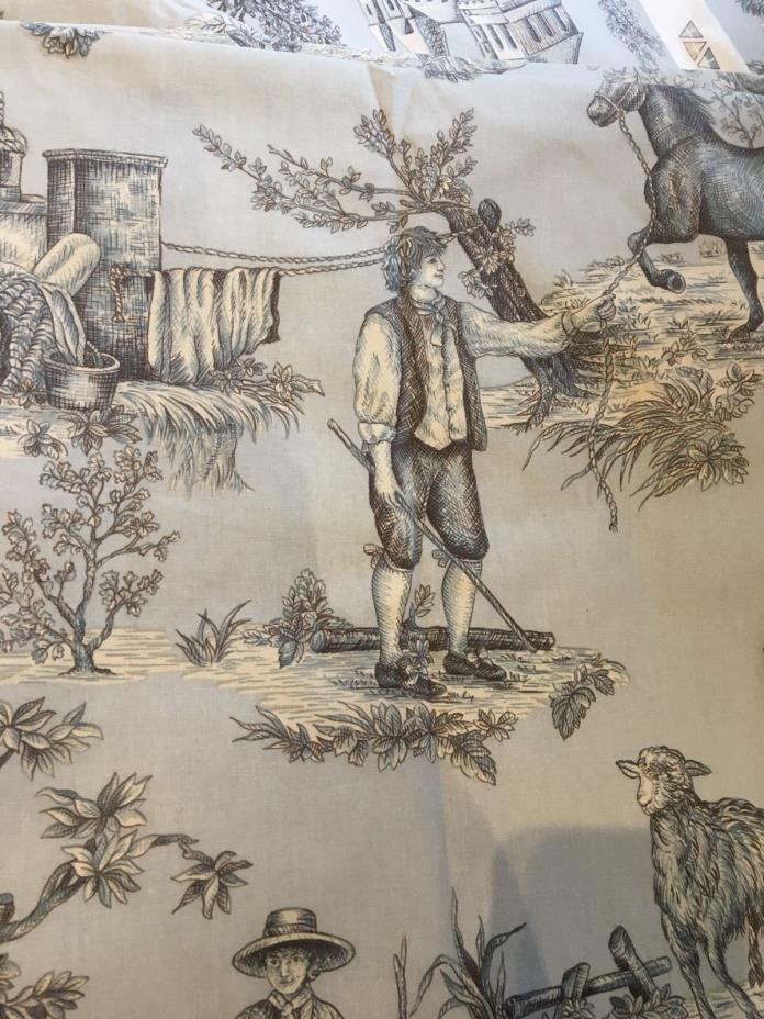 Charles Faudree Cavalier Toile for Vervain Ash on  Celadon Blue BTY