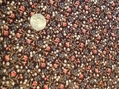2-3/4 YARDS CRANSTONS PRINT WORKS BROWN FABRIC WITH FLORALS