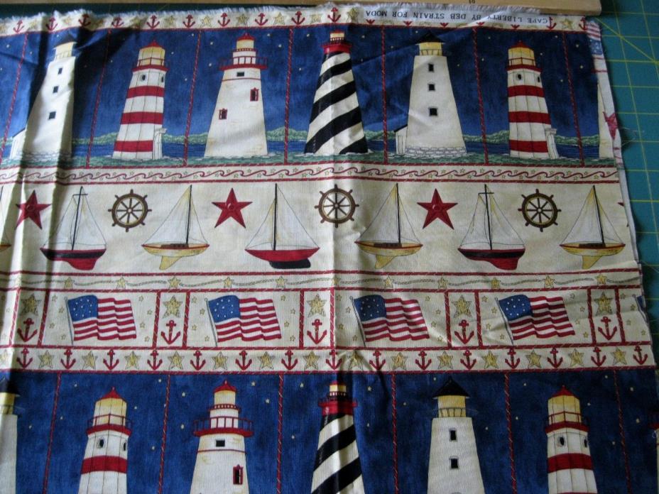 Cape Liberty Light House 1 yard quilting Fabric Nautical Deb Strain For Moda