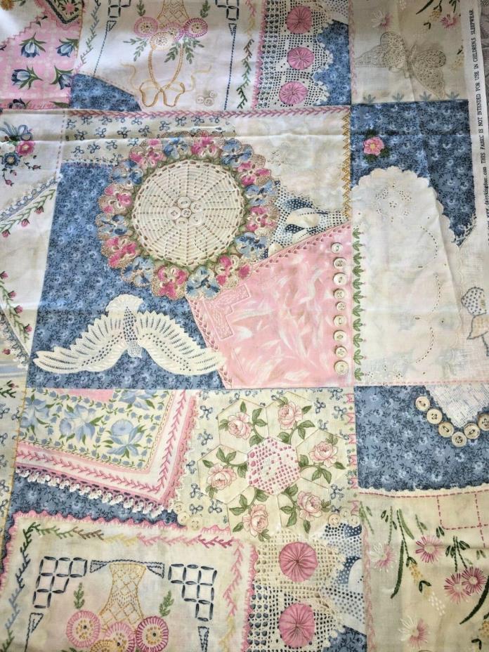 Vtg Daisy Kingdom Fabric Linens & Lace OOP 1 Yd + 22