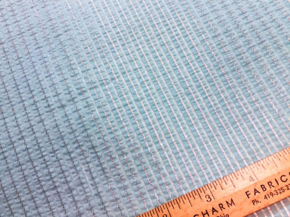 Vintage Fabric PRETTY Turquoise Taffeta w/Silver Metallic 44w 3.5yds