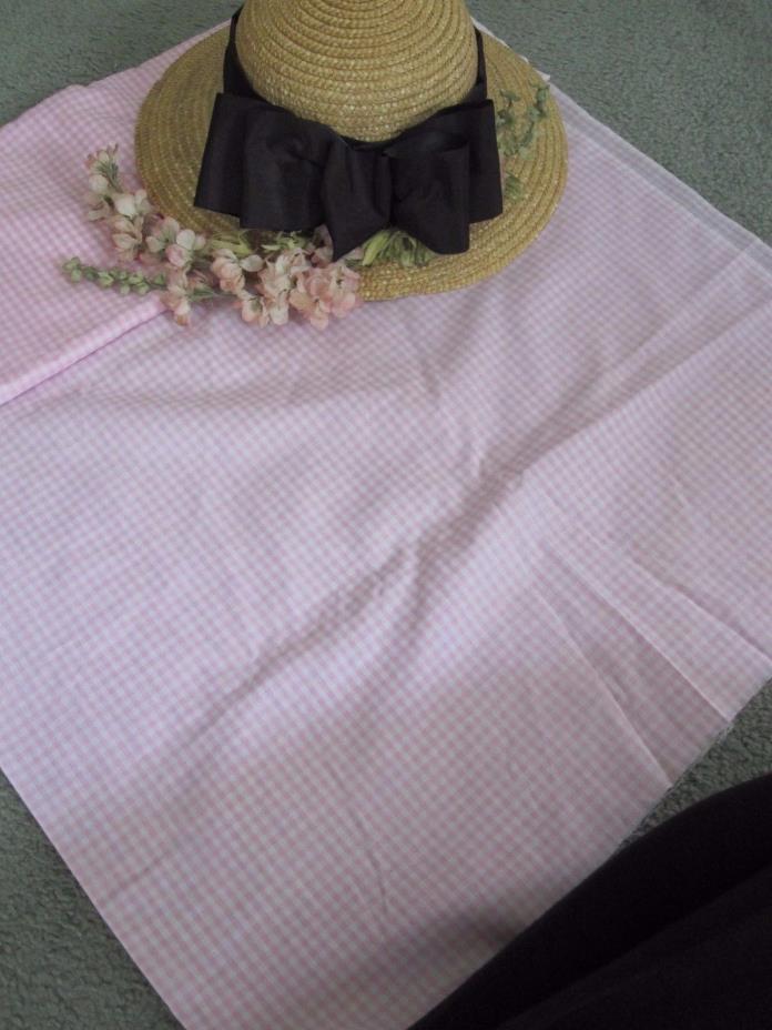 COTTON BLEND? FABRIC Quilt Doll Fabric Gingham PINK WHITE Checks 44