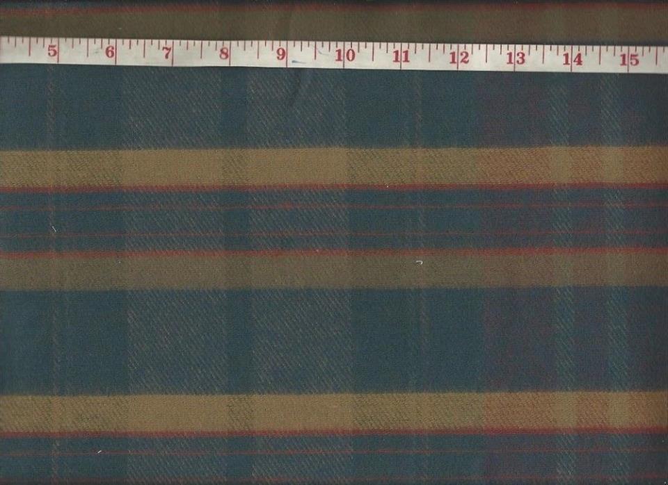 1 Yd Blue Tan Red Plaid Cotton Flannel Fabric 64