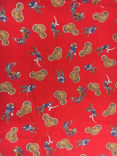 Vintage Red Pirate Themed Cotton Fabric 4 1/2 Yards 35