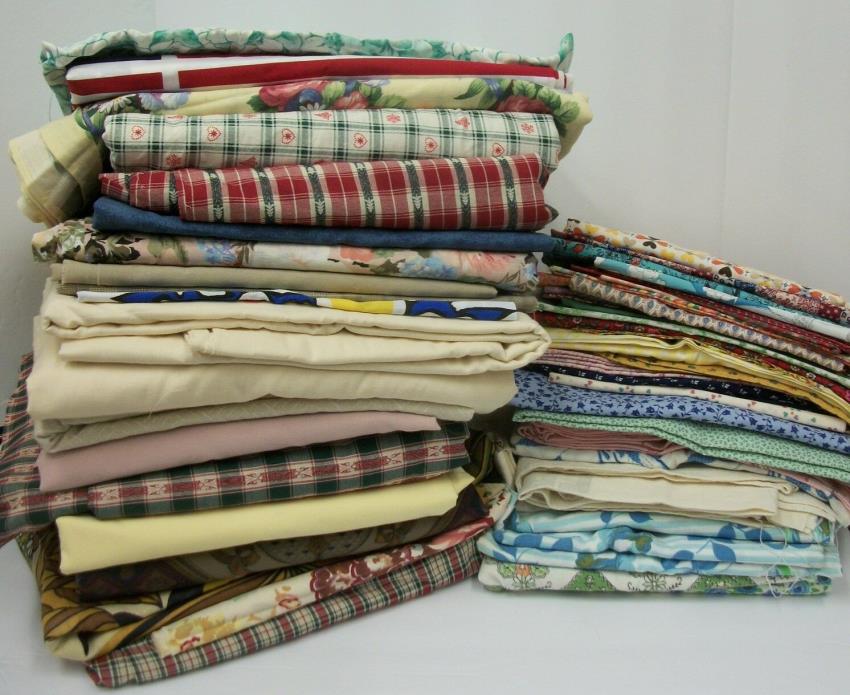 Lot of Vintage Cotton Fabric Prints for Crafts Quilting Over 25 Pounds EUC