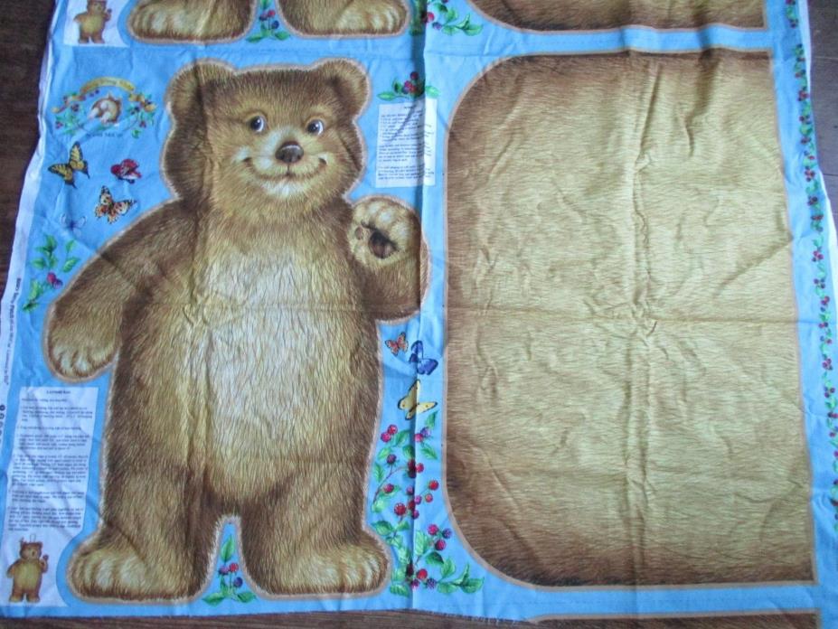 Beary Berry Patch Fabric Panel Laundry Bag Cotton Purple BlueRed Brown Bear