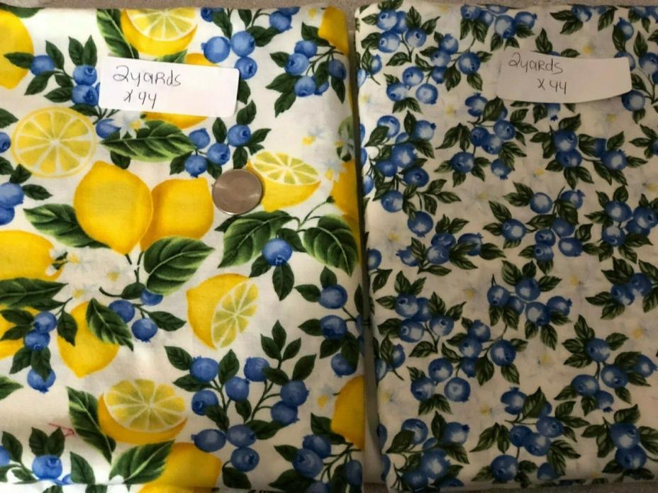 FABRIC 4 YARDS TOTAL  BLUEBERRY AND LEMONS