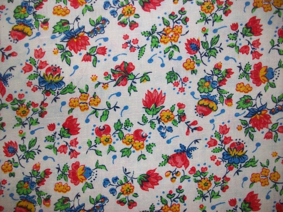 Vintage Unbranded Floral Cotton Slub Textured Fabric 3 1/2 yards