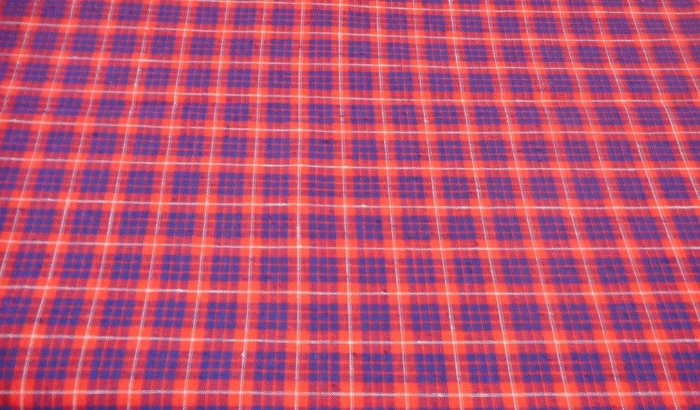 Vintage Cotton Woven Red Navy Blue Plaid