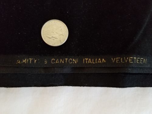 Vintage BLACK Amity's Cantoni Italian Velveteen Fabric Cotton 2.4 YDS