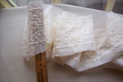 Vtg Cotton Wide Embroidered  Entredeux/Insertion Lace Trim  Antique Doll Sewing