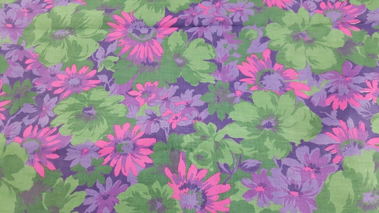 Purple Green Floral Teal  Cotton Quilting Fabric 3 yards
