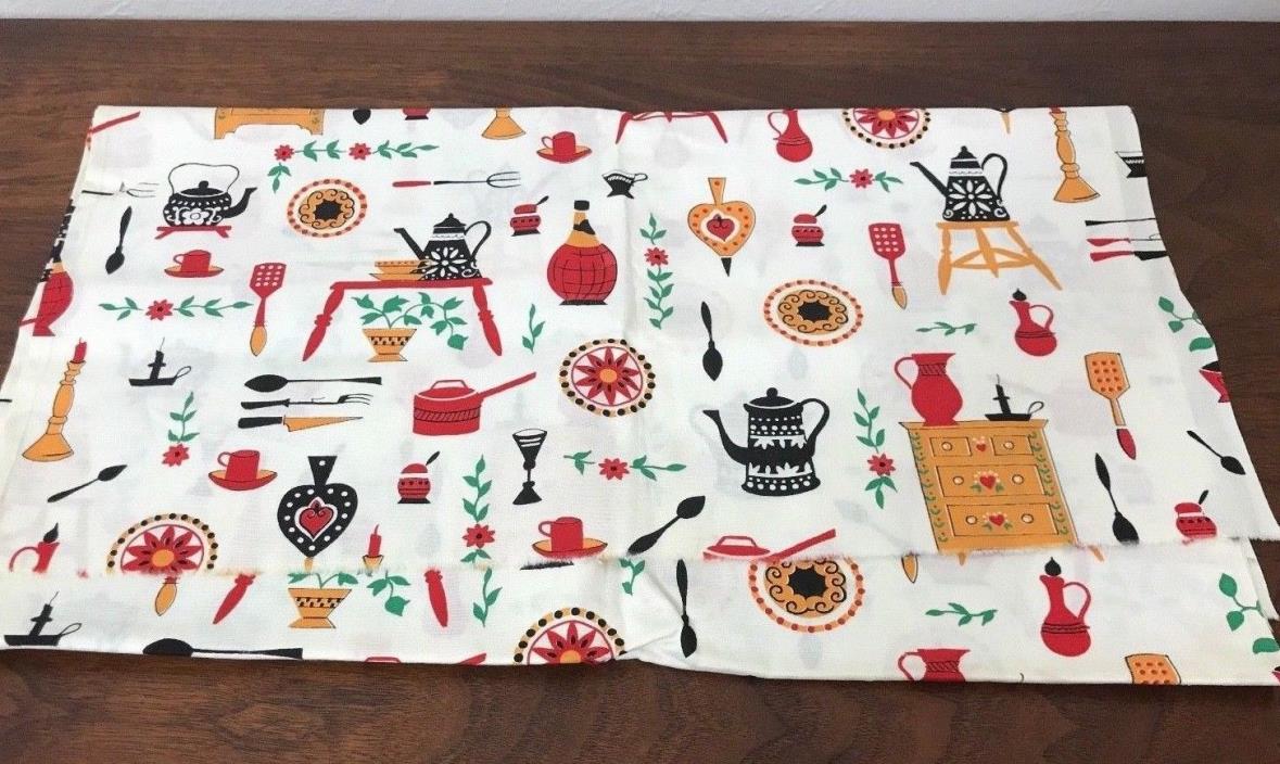 Vintage Cotton Fabric Country KITCHEN Farmhouse Primitive Novelty Material-1 Yd