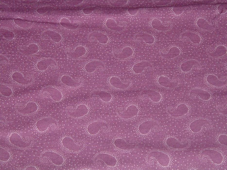 Vtg 80s Small White Polka Dot Paisley Purple Doll Sew Quilt Fabric 35x43 #ff442