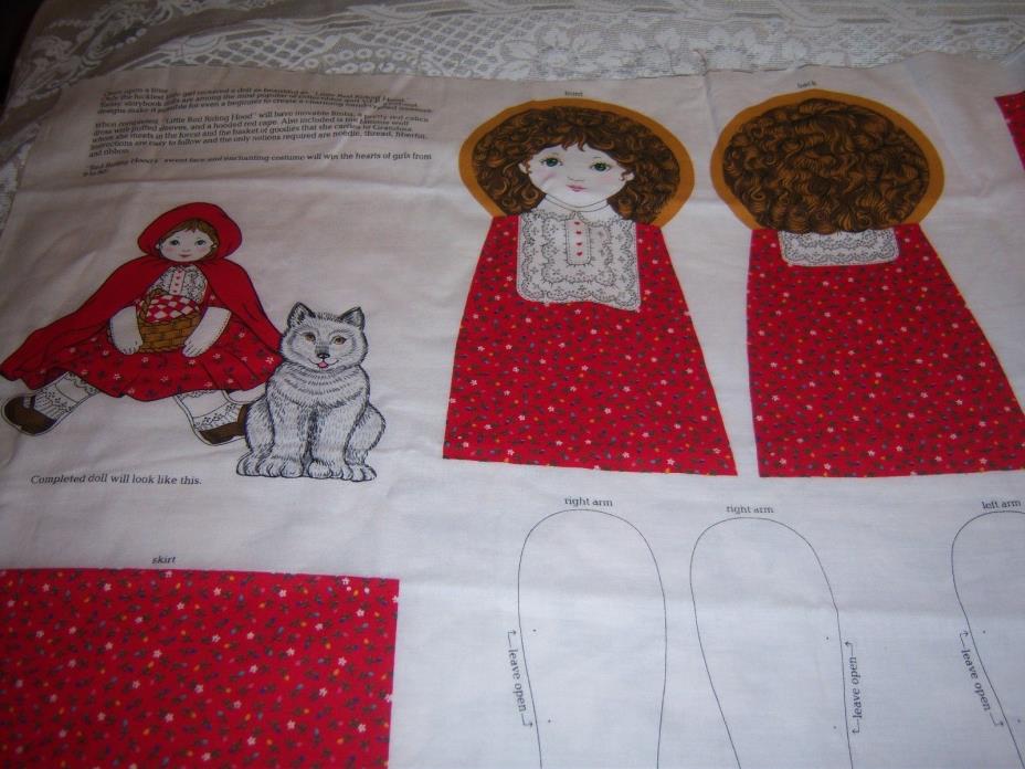 Vtg Little Red Riding Hood Storybook Doll Fabric Panel VIP Cranston