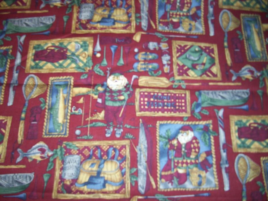NEW  Cotton Quilt Fabric Santas Fishing Fund Hoffman International by The Yard