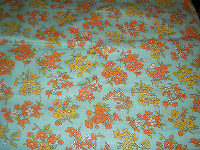 Vintage Blue Orange Yellow Floral Feedsack Feed Sack Fabric 36 x 62