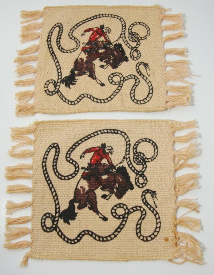 Vintage Bucking Bronco Cowboy Mini Tea Party Woven Place mats