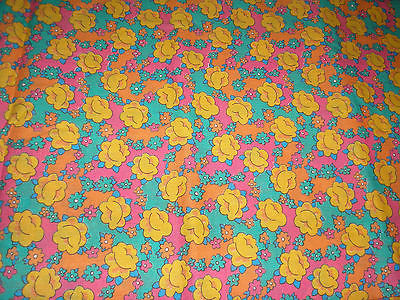 Vintage Pink Orange Green Floral Feedsack? Feed Sack Fabric 42 x 36