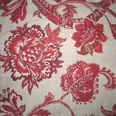 Vintage Robert Allen Home Botanical Fabric Cotton Floral Upholstery Drape Fabric