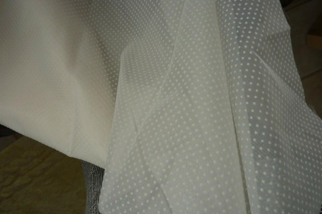 Vtg Dotted Swiss Fabric Semi Sheer  42 INCH X  3 + Yds Off White Dots