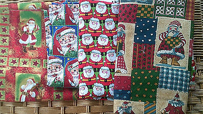 CHRISTMAS FABRIC OVER 3  YARDS,   ALL HAVE SANTA  ON THEM
