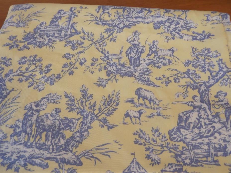 NEW YELLOW & BLUE TOILE FABRIC COLONIAL SCENES BY KAUFMANN SOLD BTY 54