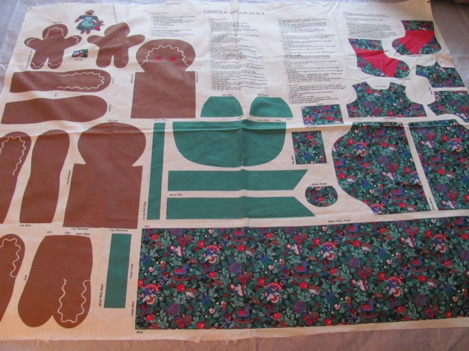 Vintage Wamsutta OTC Christmas Gingerbread Cut Out Doll w/ Baby Doll