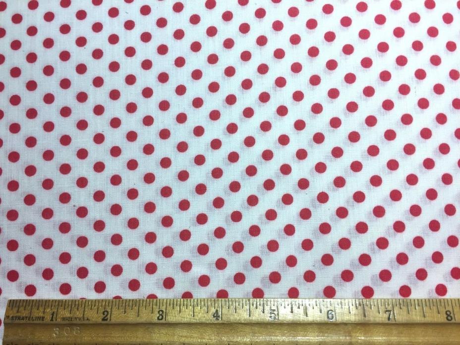 Cotton Poly Quilting Fabric CUTE Red & White Polka Dot 44w 1yd