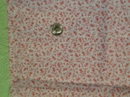 1-2/3 + YARDS COTTON FABRIC ~ WHITE WITH DAINTY ROSY PINK FLORAL PATTERN