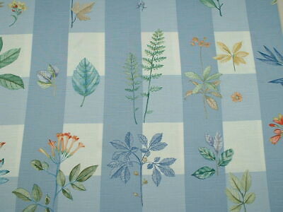 3 yds Vintage Waverly BOTANICAL STUDIES Blue Block Home Decor Decorator Fabric