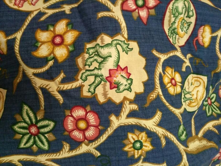 Vintage Jane Churchill England fabric 5+ yards Animal Folly with blue background