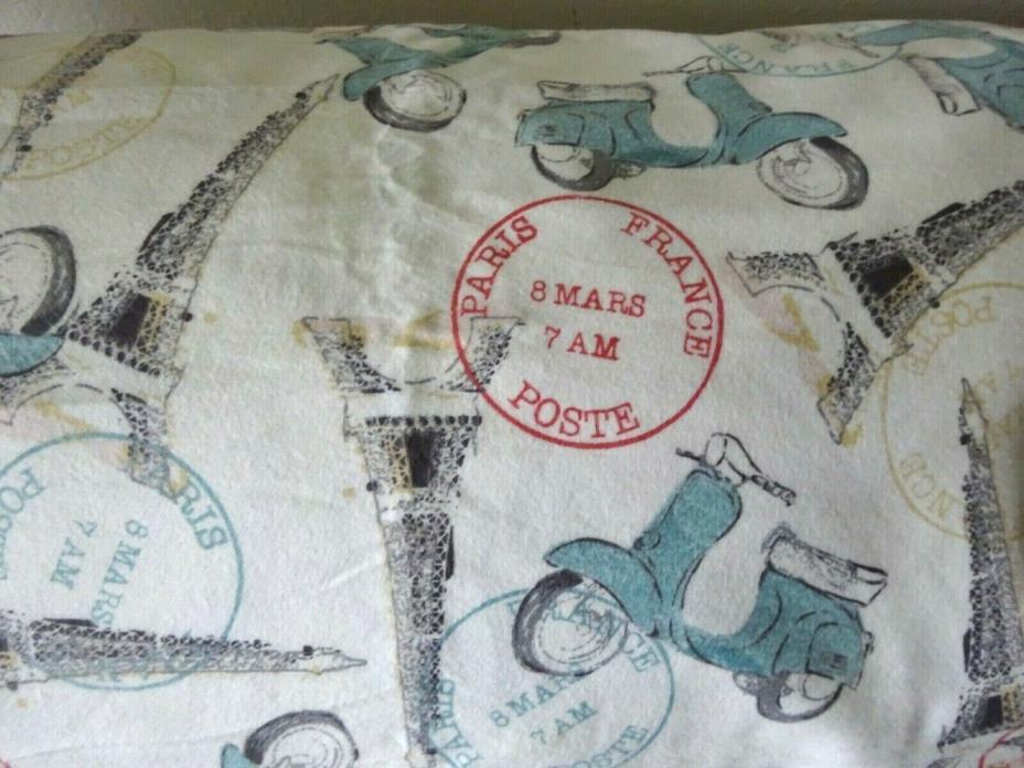 MOTOR BIKES IN PARIS FRANCE ON SOFT COTTON FLANNEL FABRIC