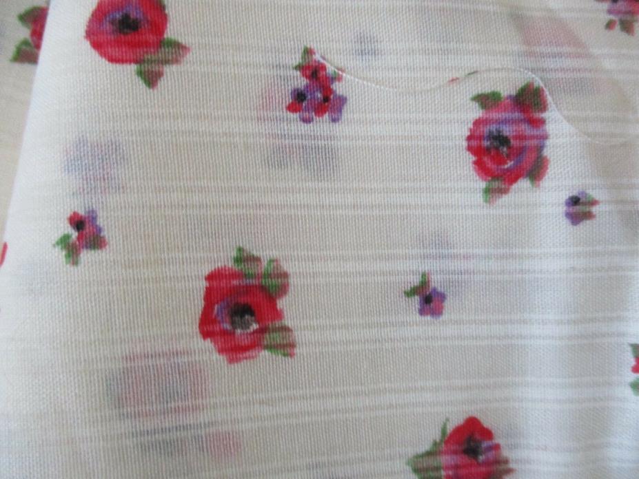 Vtg Cranston Print Red Purple Rose Cotton Fabric Slightly Sheer Doll Dress 3y,22