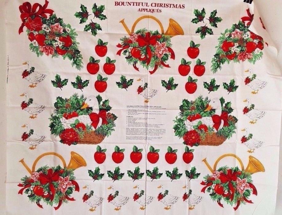 FABRIC- CRANSION  BOUNTIFUL CHRISTMAS APPLIQUES CRAFT MATERIAL PANEL
