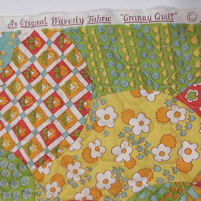 Vtg Granny Quilt Fabric 2.75 yds Wavery Glosheen Quilted Cotton Craft ca 1970