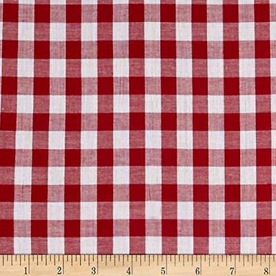 Fabric Lawn Gingham Check/White, Red