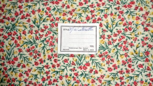 VINTAGE 4.8 YDS UNUSED WAMSUTTA MILLS RED & YELLOW FLOWERS BRUSHED COTTON FABRIC