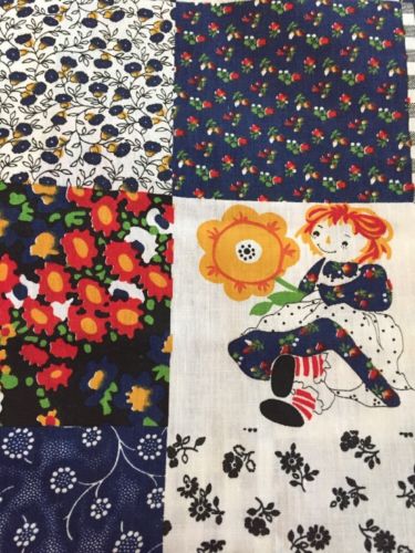 vintage cotton fabric 45” X Almost 2.5 Yards Raggedy Ann Patchwork