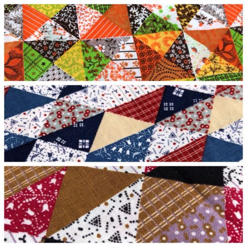 5 1/2 YDs of Vintage Cotton Quilt Fabric Cheater Pattern Print Triangle Square