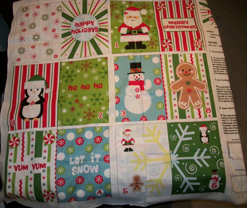 Happy Holidays  Christmas Counting Book Fabric Panel   35 x 42