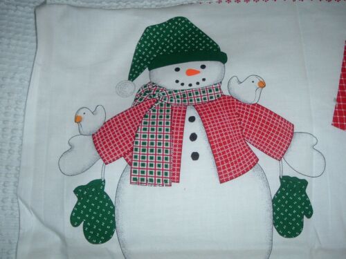 Vtg 90s Country Plaid Snowman Doll Birds Decor Cut Sew Stuff Fabric Panel #pb4