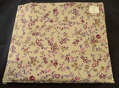 Fabric Cotton Print Purple Overall Floral Pattern on Light Brown 40W 1 1/2+ Yd